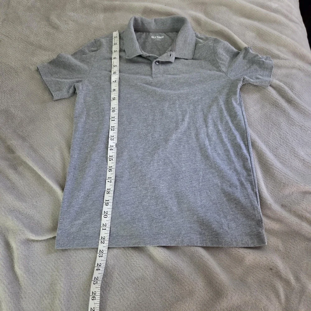 Old Navy Polo Shirt Boys 10-12 Gray Short Sleeve Jersey Tagless School Uniform